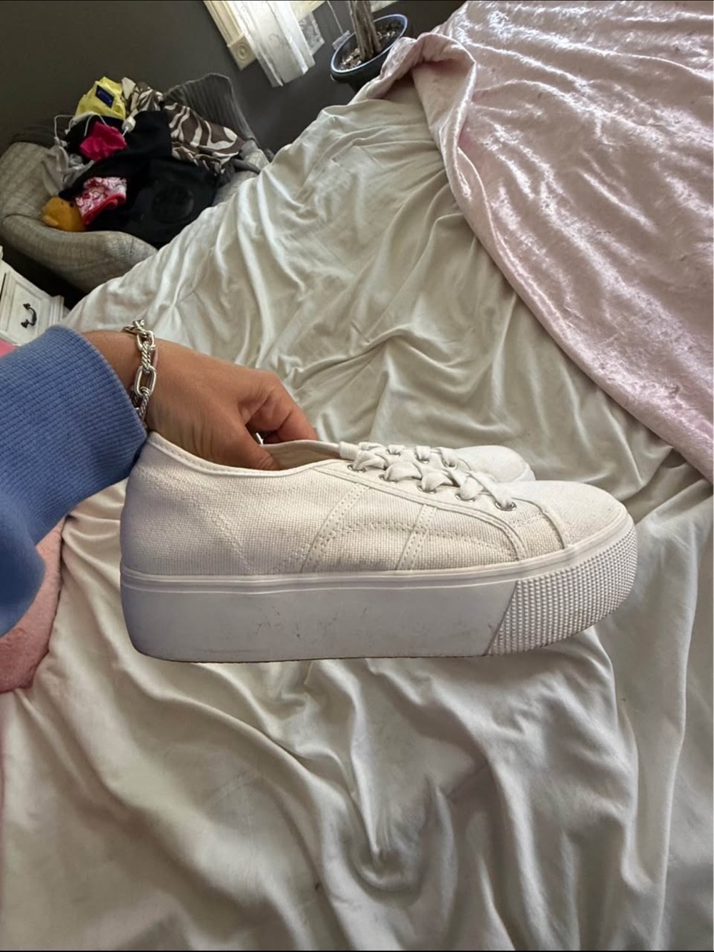 Steve Madden White Platform Canvas Sneakers